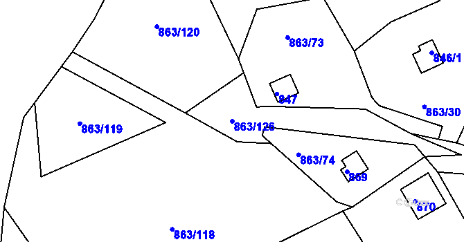 Parcela st. 863/126 v KÚ Křemže, Katastrální mapa