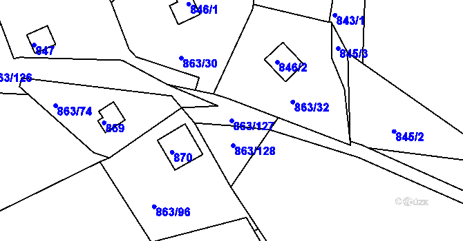 Parcela st. 863/127 v KÚ Křemže, Katastrální mapa