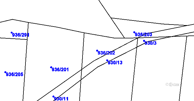 Parcela st. 936/202 v KÚ Křemže, Katastrální mapa