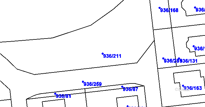 Parcela st. 936/211 v KÚ Křemže, Katastrální mapa