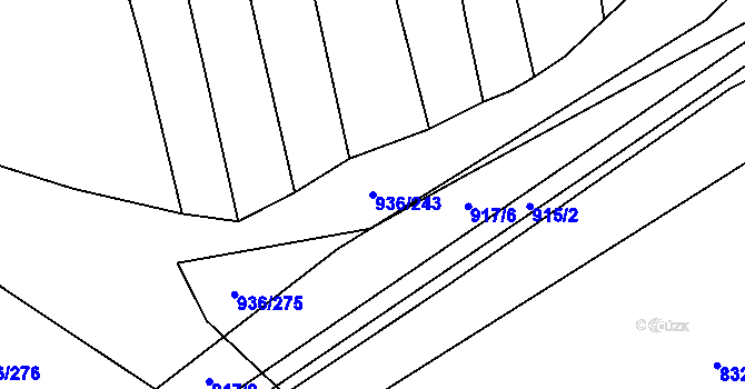 Parcela st. 936/243 v KÚ Křemže, Katastrální mapa