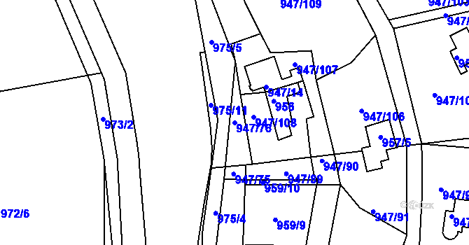 Parcela st. 947/76 v KÚ Křemže, Katastrální mapa