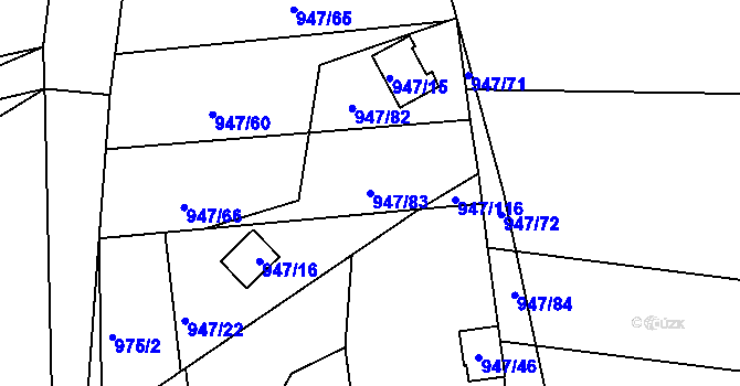 Parcela st. 947/83 v KÚ Křemže, Katastrální mapa
