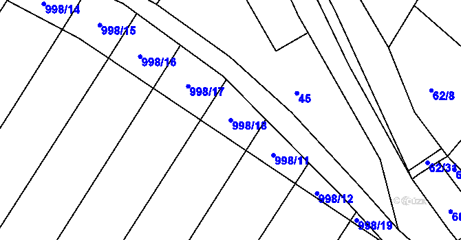 Parcela st. 998/18 v KÚ Křemže, Katastrální mapa