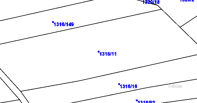 Parcela st. 1316/11 v KÚ Křemže, Katastrální mapa