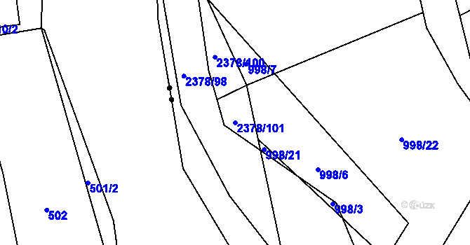 Parcela st. 2378/101 v KÚ Křemže, Katastrální mapa