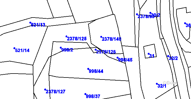 Parcela st. 2378/126 v KÚ Křemže, Katastrální mapa