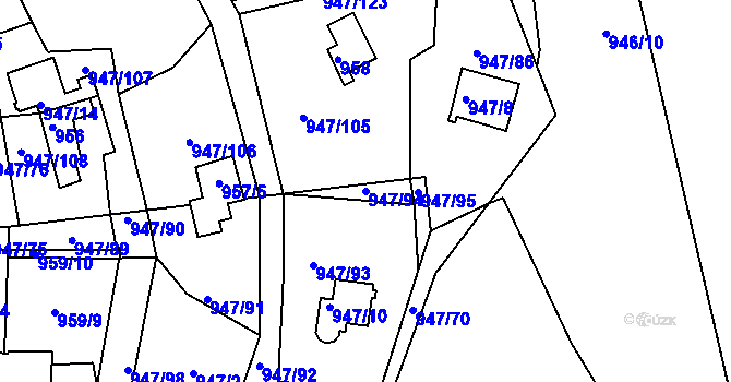 Parcela st. 947/94 v KÚ Křemže, Katastrální mapa