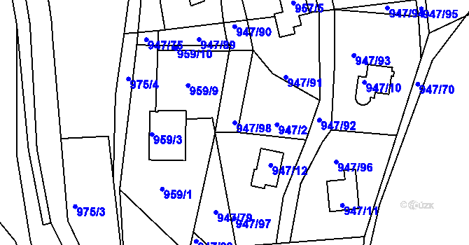Parcela st. 947/98 v KÚ Křemže, Katastrální mapa