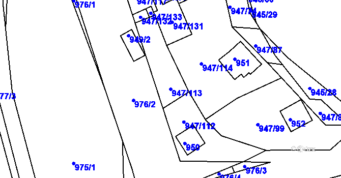 Parcela st. 947/113 v KÚ Křemže, Katastrální mapa