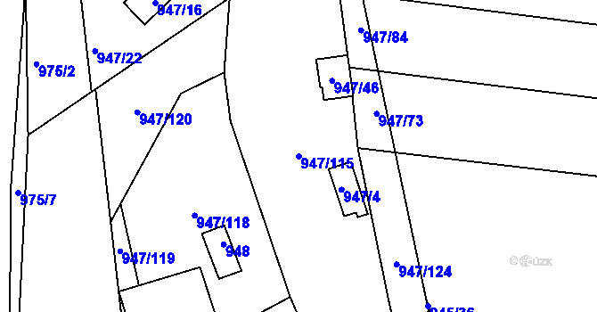 Parcela st. 947/115 v KÚ Křemže, Katastrální mapa
