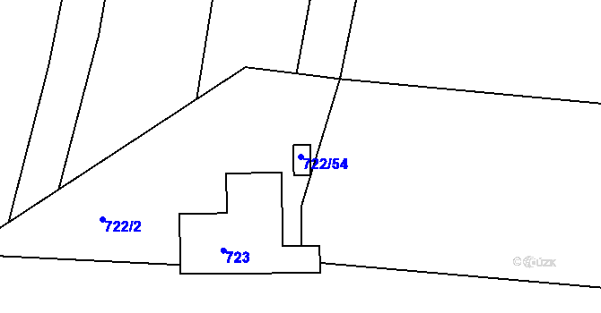 Parcela st. 722/54 v KÚ Křemže, Katastrální mapa