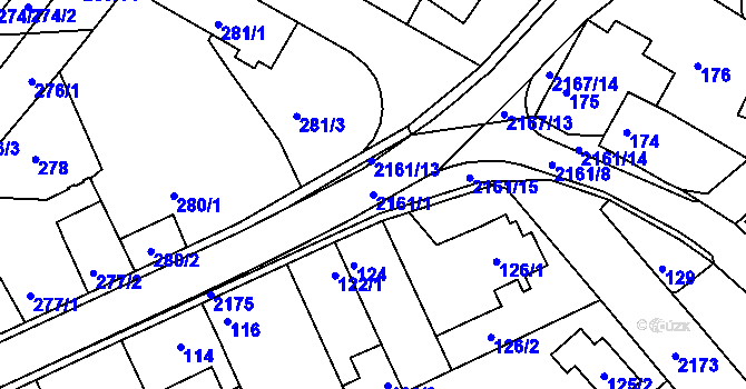 Parcela st. 2161/1 v KÚ Křemže, Katastrální mapa