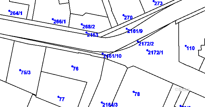 Parcela st. 2161/10 v KÚ Křemže, Katastrální mapa