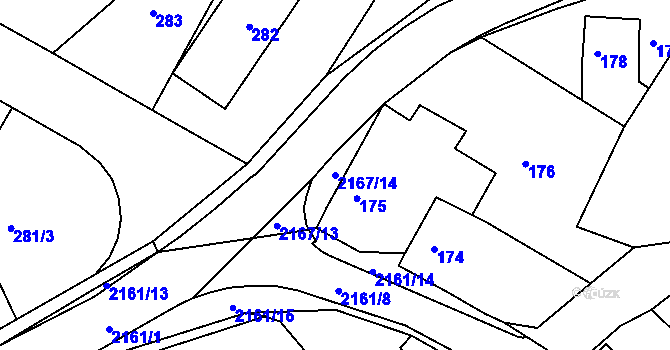 Parcela st. 2167/14 v KÚ Křemže, Katastrální mapa