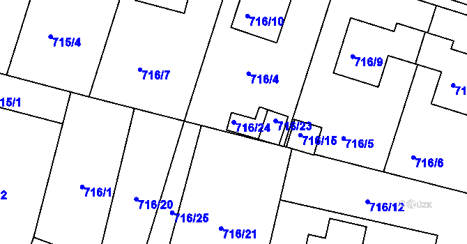 Parcela st. 716/24 v KÚ Křemže, Katastrální mapa