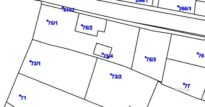 Parcela st. 75/4 v KÚ Křemže, Katastrální mapa