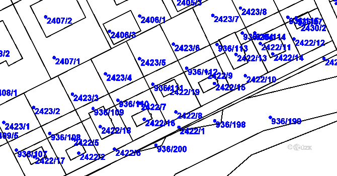 Parcela st. 2422/19 v KÚ Křemže, Katastrální mapa