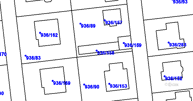 Parcela st. 936/158 v KÚ Křemže, Katastrální mapa