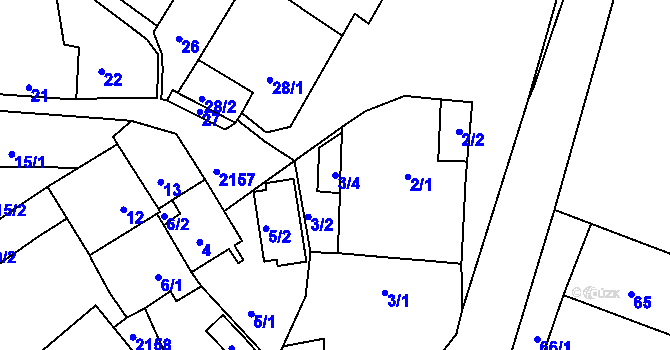 Parcela st. 3/4 v KÚ Křemže, Katastrální mapa