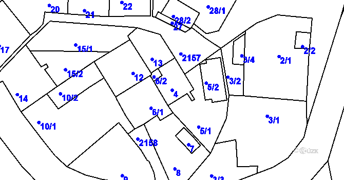 Parcela st. 4 v KÚ Křemže, Katastrální mapa