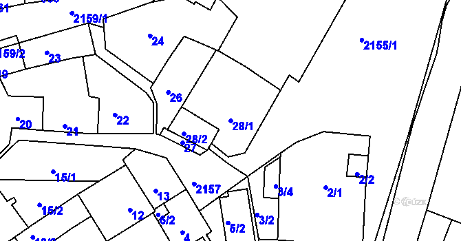 Parcela st. 28/1 v KÚ Křemže, Katastrální mapa