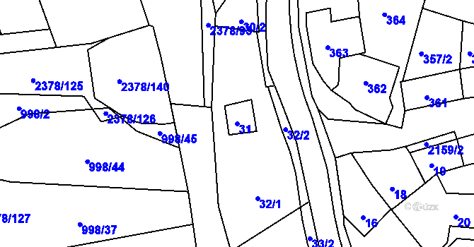 Parcela st. 31 v KÚ Křemže, Katastrální mapa