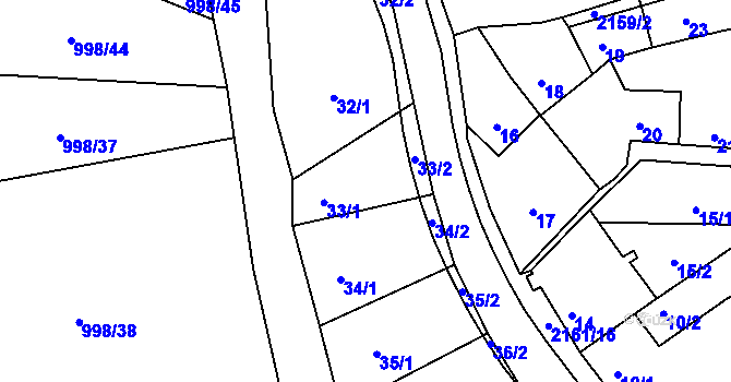 Parcela st. 33 v KÚ Křemže, Katastrální mapa
