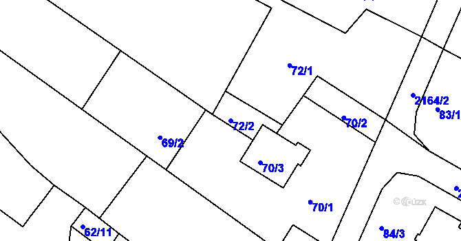 Parcela st. 72/2 v KÚ Křemže, Katastrální mapa