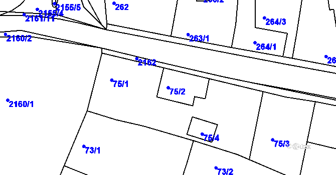 Parcela st. 75/2 v KÚ Křemže, Katastrální mapa