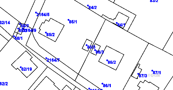 Parcela st. 85/3 v KÚ Křemže, Katastrální mapa