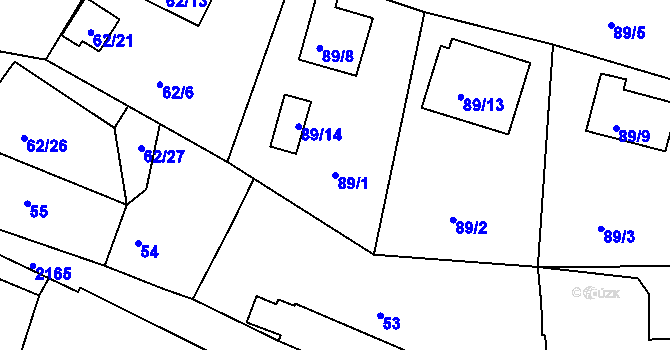 Parcela st. 89/1 v KÚ Křemže, Katastrální mapa