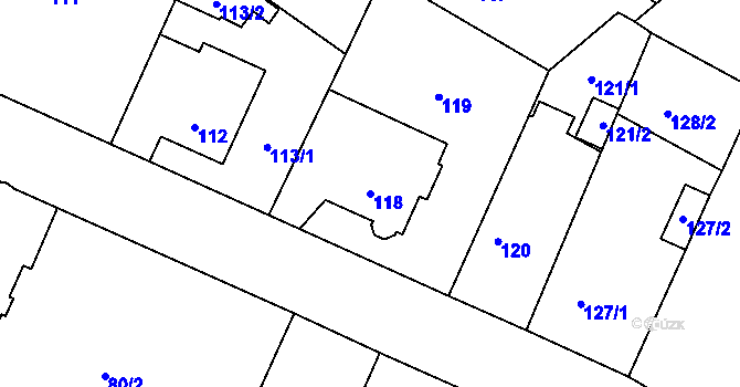 Parcela st. 118 v KÚ Křemže, Katastrální mapa