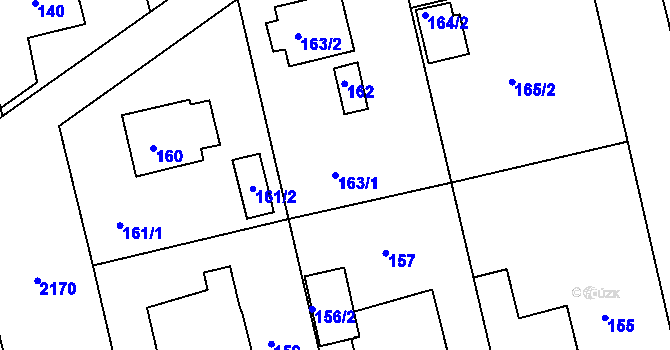 Parcela st. 163/1 v KÚ Křemže, Katastrální mapa