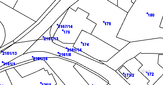 Parcela st. 174 v KÚ Křemže, Katastrální mapa