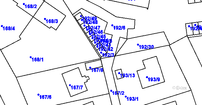 Parcela st. 192/3 v KÚ Křemže, Katastrální mapa