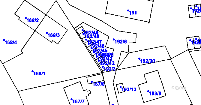 Parcela st. 192/8 v KÚ Křemže, Katastrální mapa