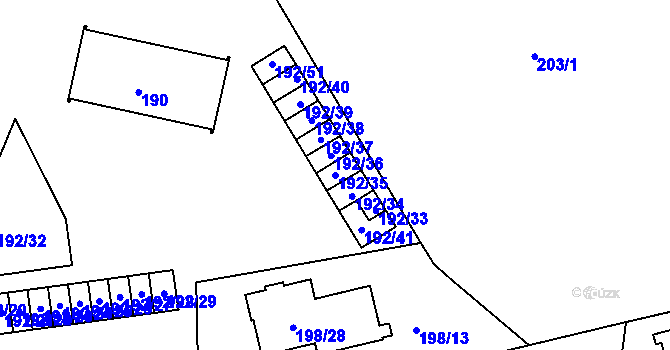 Parcela st. 192/35 v KÚ Křemže, Katastrální mapa