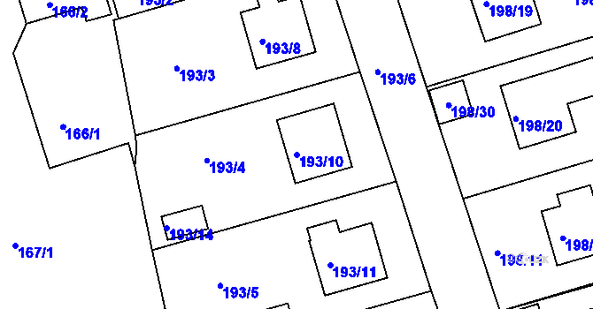 Parcela st. 193/10 v KÚ Křemže, Katastrální mapa