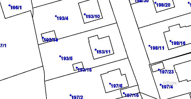 Parcela st. 193/11 v KÚ Křemže, Katastrální mapa