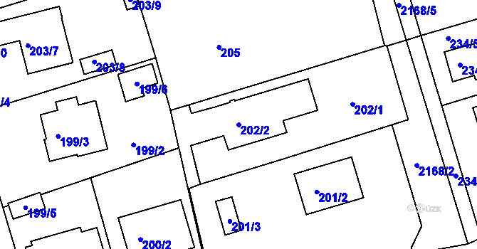 Parcela st. 202/2 v KÚ Křemže, Katastrální mapa