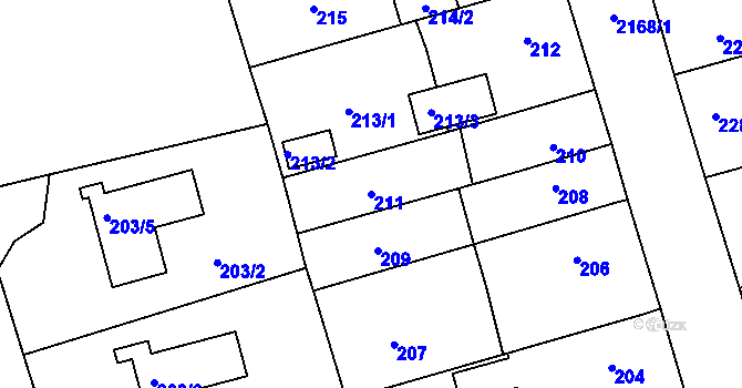 Parcela st. 211 v KÚ Křemže, Katastrální mapa