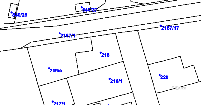 Parcela st. 218 v KÚ Křemže, Katastrální mapa