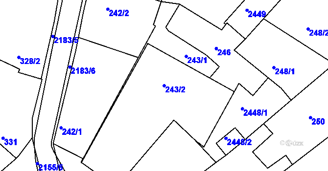 Parcela st. 243/2 v KÚ Křemže, Katastrální mapa