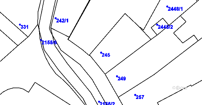 Parcela st. 245 v KÚ Křemže, Katastrální mapa