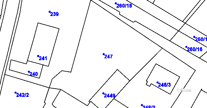 Parcela st. 247 v KÚ Křemže, Katastrální mapa