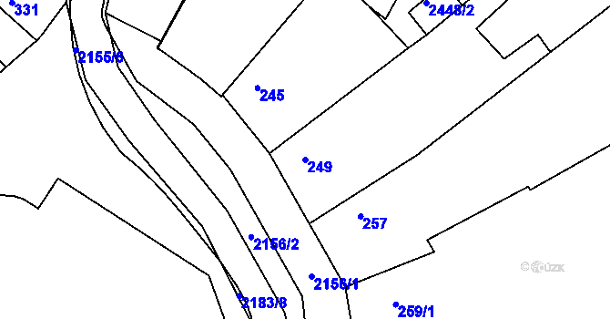 Parcela st. 249 v KÚ Křemže, Katastrální mapa