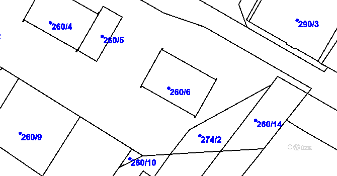 Parcela st. 260/6 v KÚ Křemže, Katastrální mapa