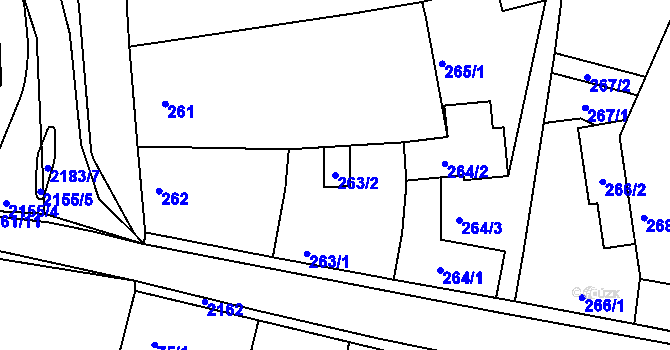 Parcela st. 263/2 v KÚ Křemže, Katastrální mapa