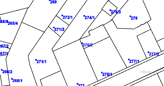 Parcela st. 275/2 v KÚ Křemže, Katastrální mapa